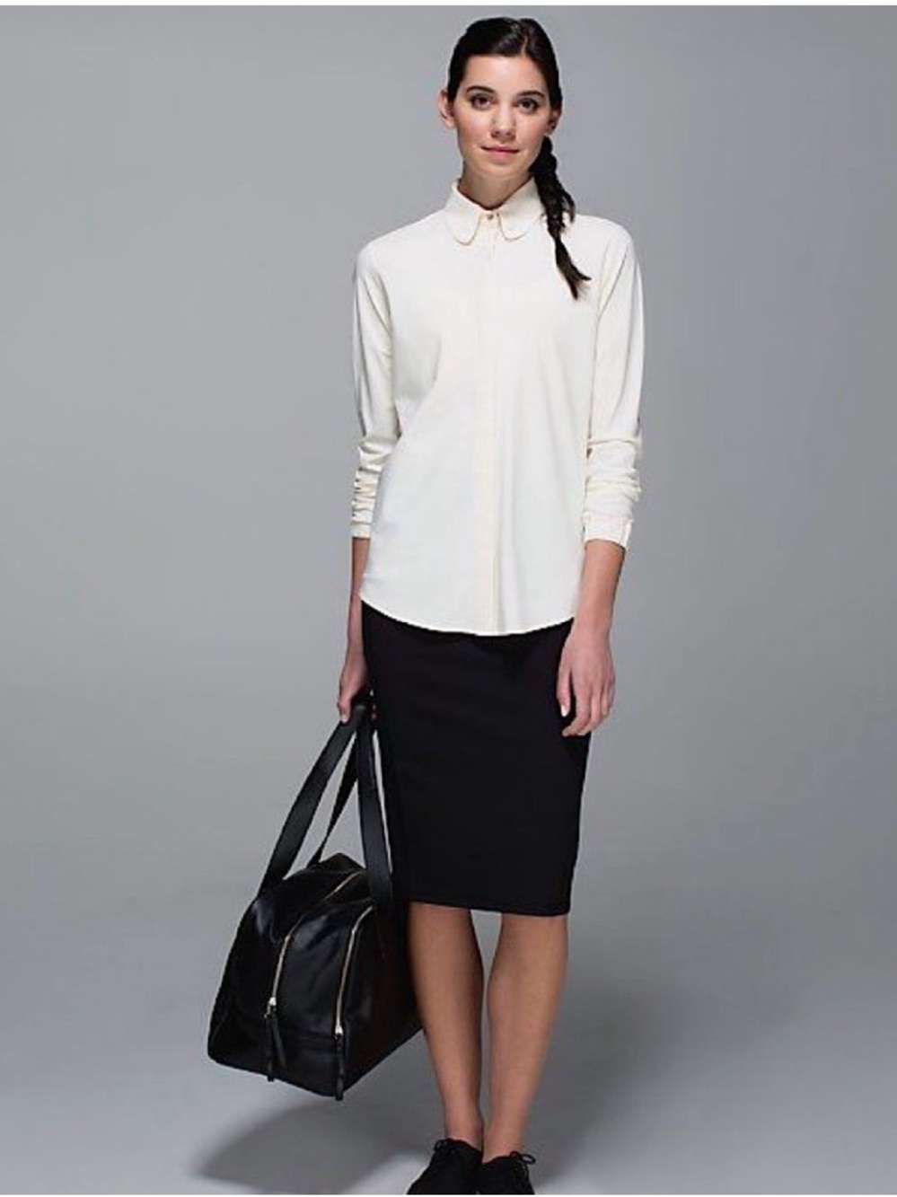 lululemon athletica Cream Collared Button-Up day trip blouse new